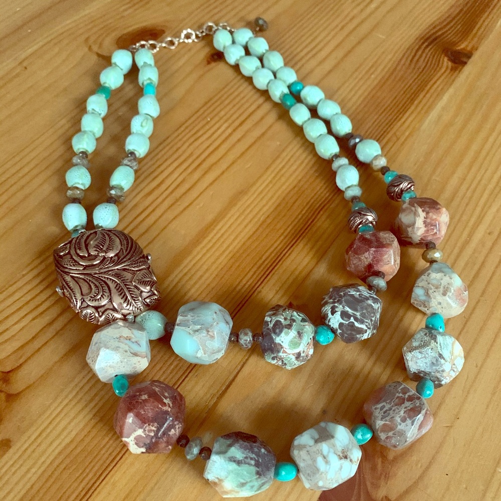 Studio BARSE Copper & SS Accent Boulder Necklace
